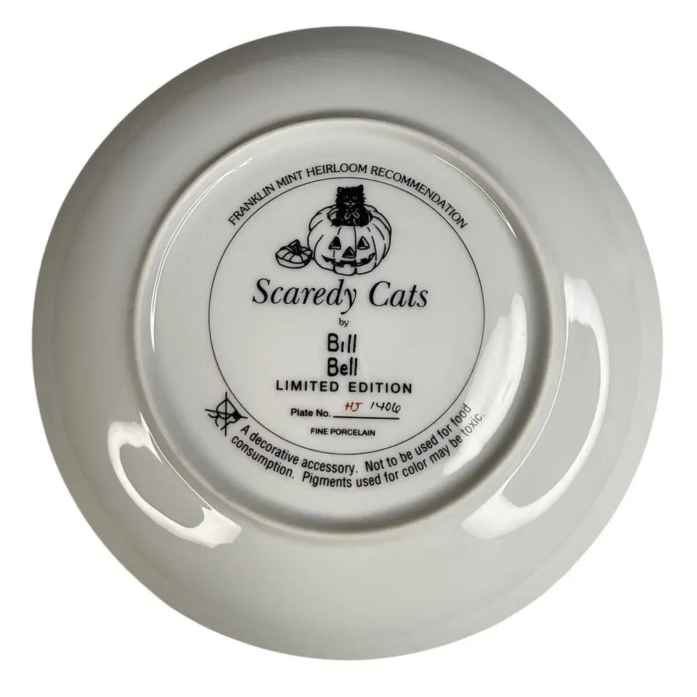 Vintage 1993 Franklin Mint Bill Bell Scaredy Cats Halloween Cat Collector Plate